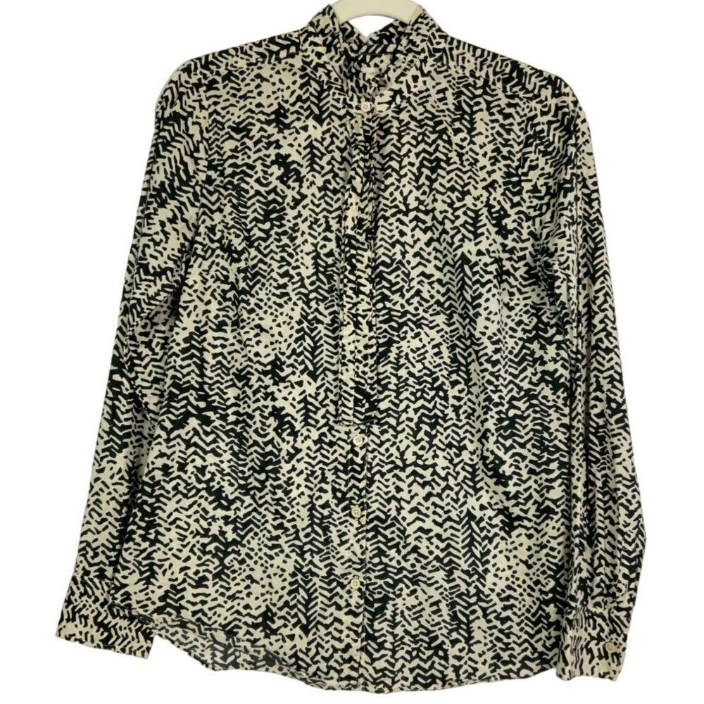 J. Crew Strada Fan Placket Perfect Shirt, Black/Cream, 100% Cotton, size 4 - Picture 5 of 13
